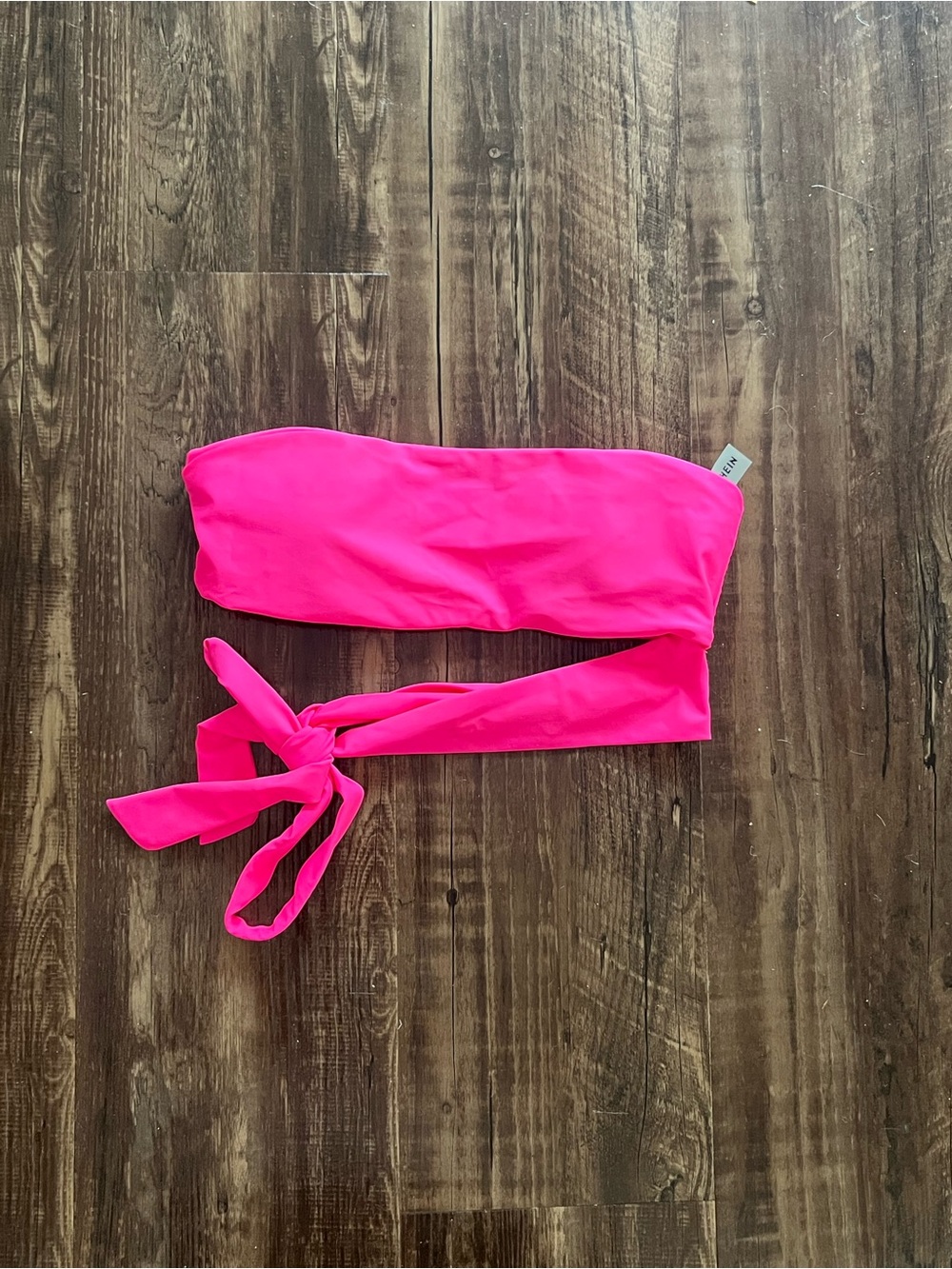 Shein Hot Pink Bandeau Tie Swim Top small